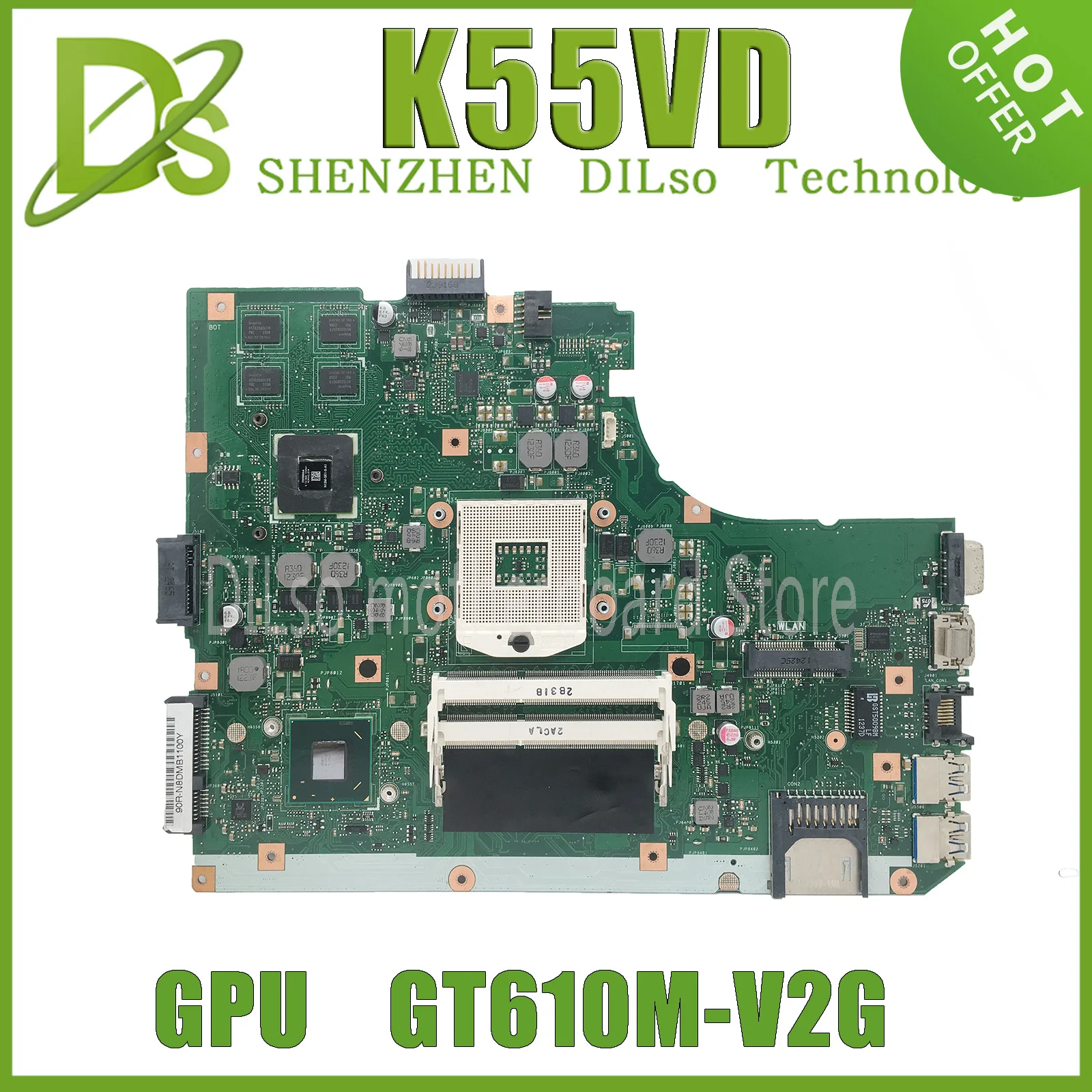 

KEFU K55VD A55V For ASUS K55VD A55V K55A Laptop Mainboard For ASUS K55VD A55V Motherboard GT610M support I3 I5 I7 tested