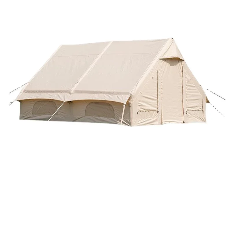 6 Person White Cotton Oxford Waterproof Outdoor Air Inflatable House Cabin Family Camping Tent For Picnic