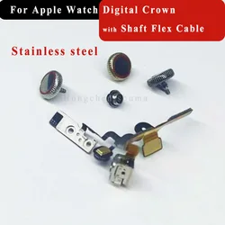 Stainless Steel Digital Crown with Shaft Cable For Apple Watch Series 4 5 6 7 8 9 Replacement Repair Parts