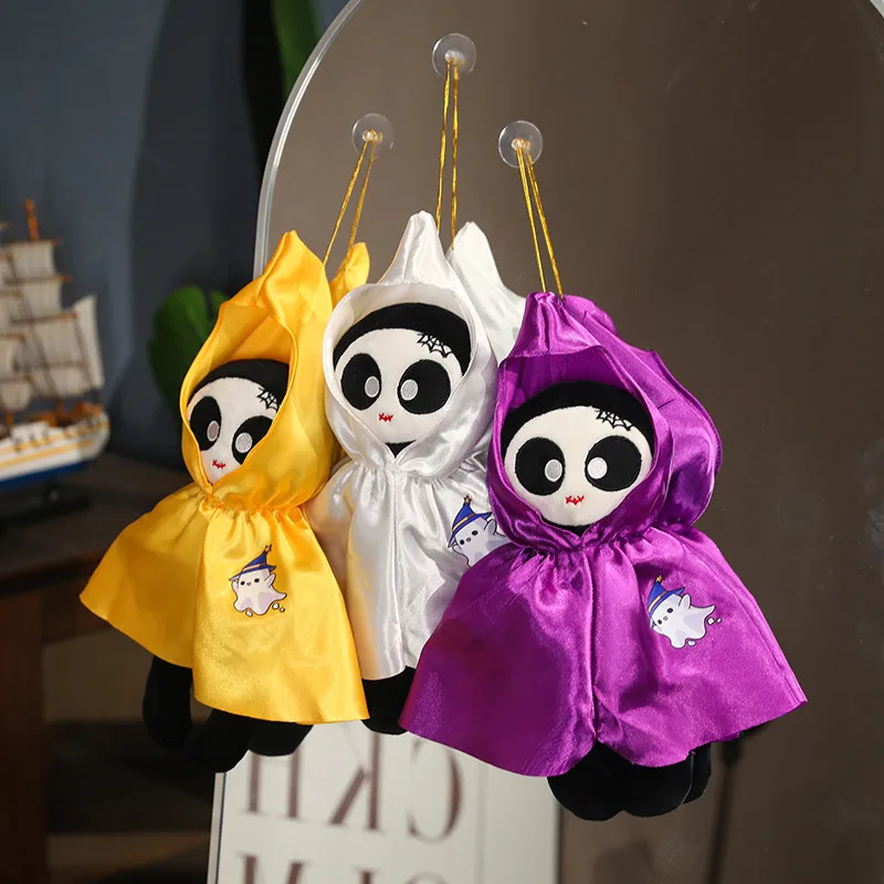 35CM Halloween Elves Plush Toys Cute Elves Wear Cloak Stuffed Doll Suction Cup Hanging Rope Gift Kid Happy Halloween Party Decor