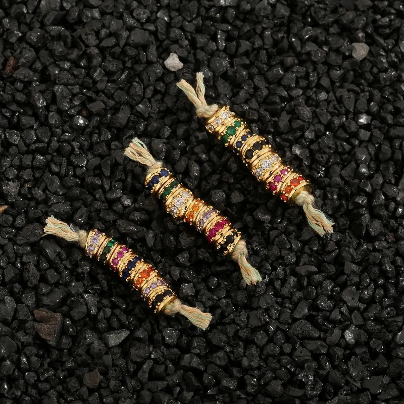 قوس قزح 7 مللي متر 6 مللي متر مستقيم قطع النحاس مطلية بالذهب كريستال خزر عازل ل سوار قلادة البوذية سبحة صلاة لتقوم بها بنفسك الحرفية مجموعة