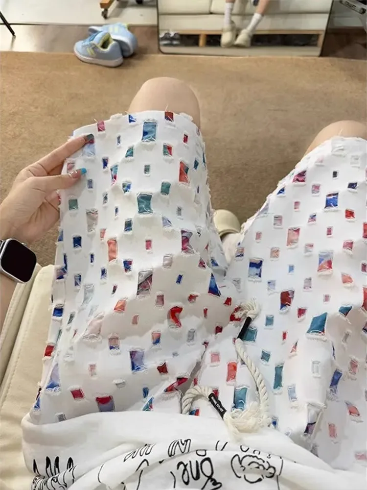

Мужские брюки в клетку, летние новые брюки Sle Fce Wear Spor, свободные прямые брюки длиной пять четвертей, дышащие, модные