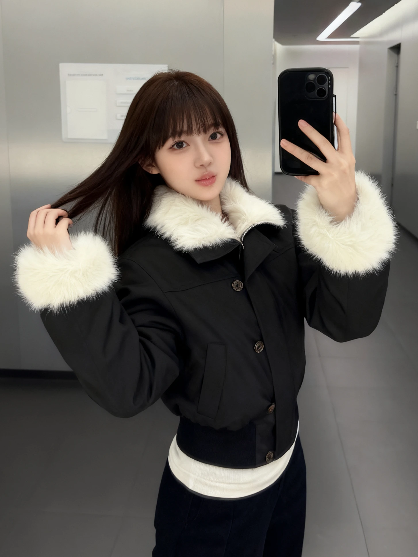 

Осенне-зимнее женское хлопковое пальто с меховым воротником на пуху, уютное теплое пальто с одной пуговицей, универсальное байкерское верхнее пальто