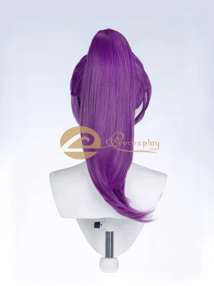 Psylockee peruca cosplay jogo roxo preto acessórios de cabelo para mulher c09366