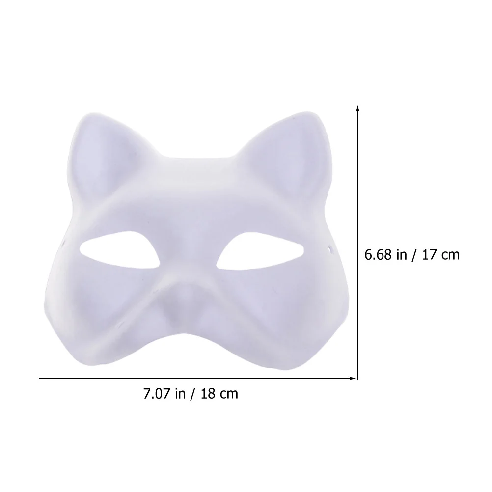 4 Pcs Hand Painted Pulp Masks Half Cat Blank Painting DIY Animal Animals Masquerade Bulk Supplies Paper for Party