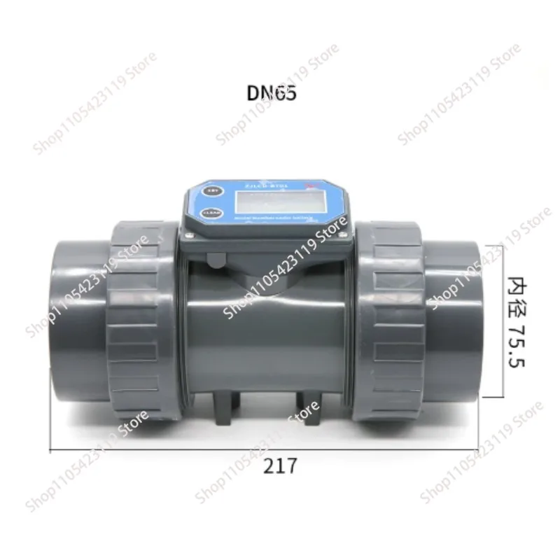 Digital Turbine Flow Meter Electronic LCD Display Flowmeter Liquid Water Gauge for Farm/Garden Irrigation DN25-DN80 PVC Pipe