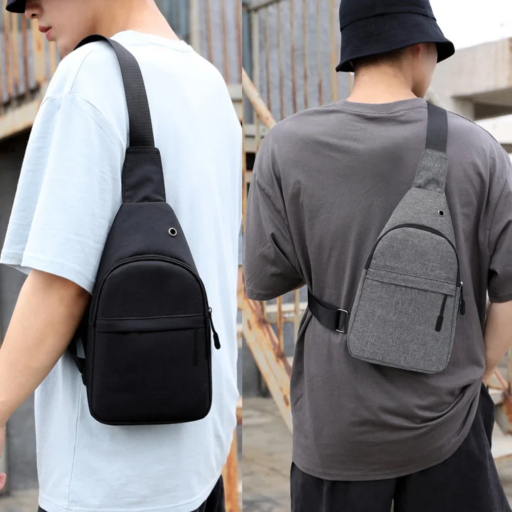 Men's Chest Bags Crossbody Shoulder Bag Backpack with USB Charging Earphones Cable Hole Women Travel Messenger Bag Chest Pack