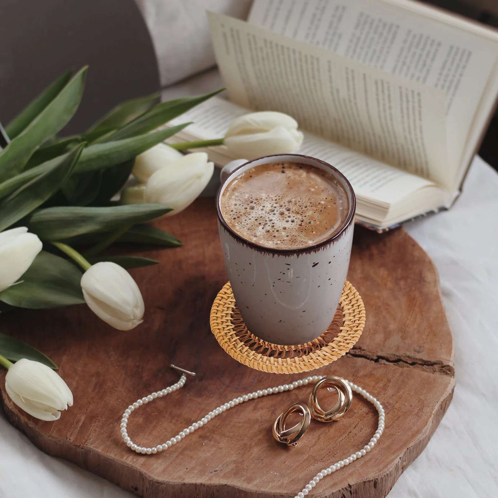 

Rattan Coasters Non Slip Teacup Cushion Home Mat Mug Pad Heat Insulation Waterproof Desk Decor Natural Woven Table Mat Eco