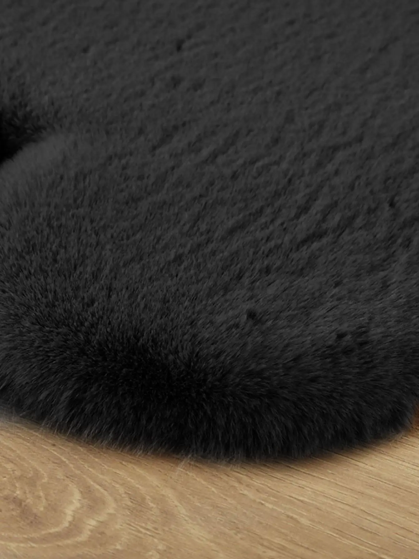 1 black upright cat shaped imitation rabbit hair carpet mat for home decoration non-slip for living room and other scenes