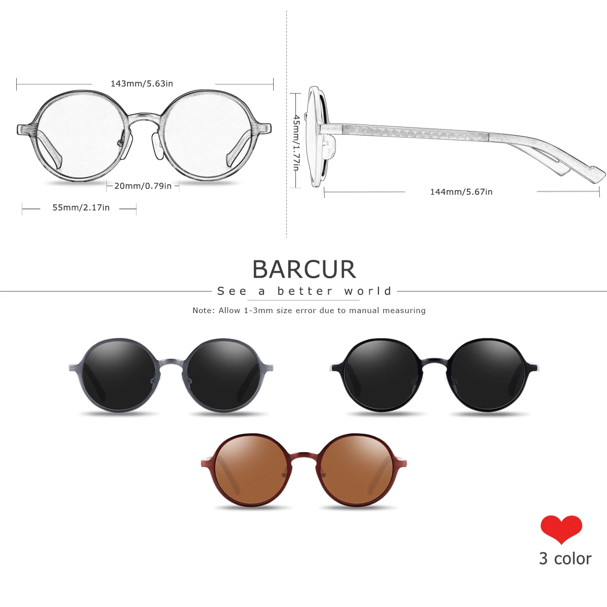 BARCUR Nostalgic Punk Women Polarized Sunglasses Retro Aluminum Magnesium Alloy Circular UV400 Men Sunglasses High end Brand Box