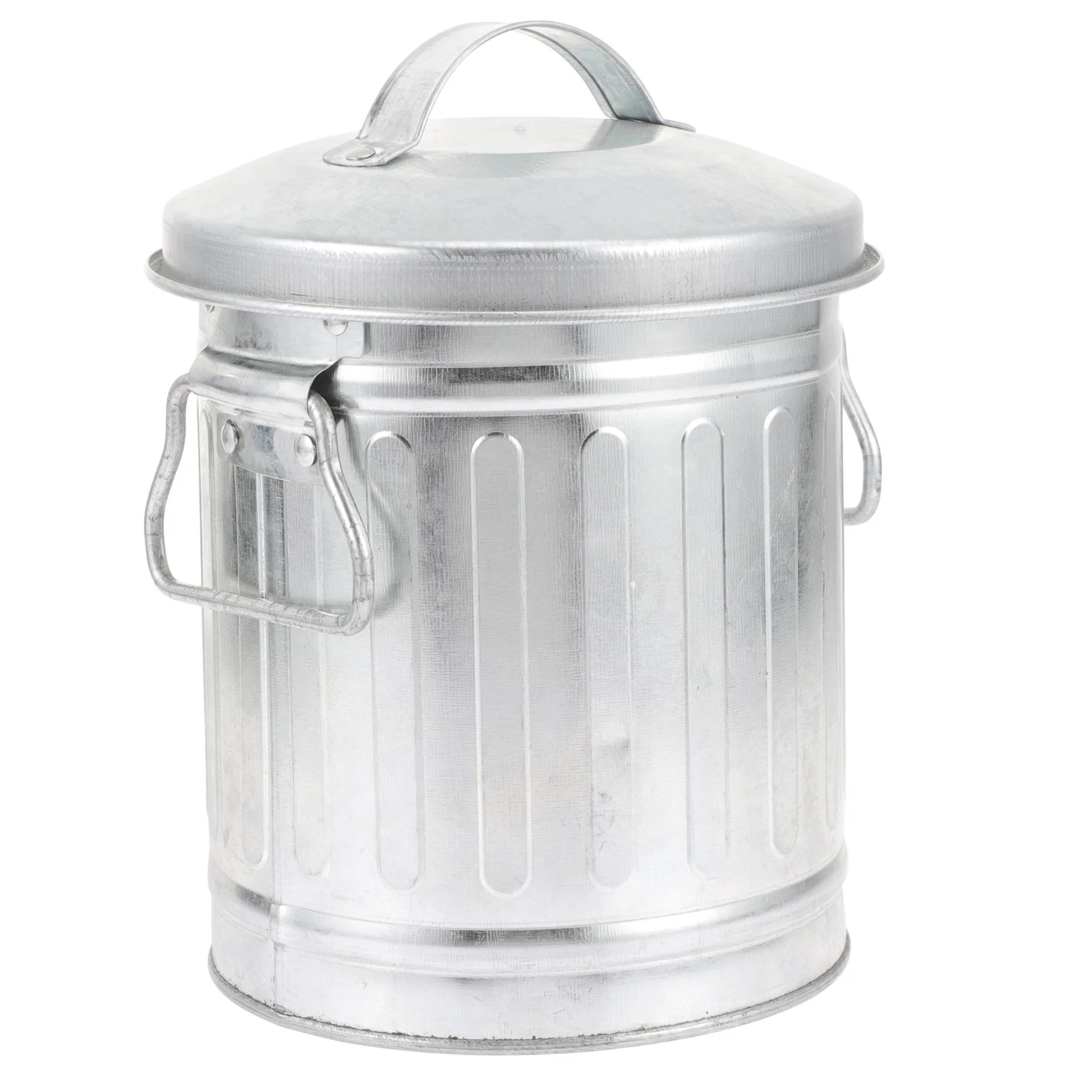 

Mini Garbage Can with Lid Tin Flower Bucket Trash for Office Laundry Basket Iron Small Rubbish Bin