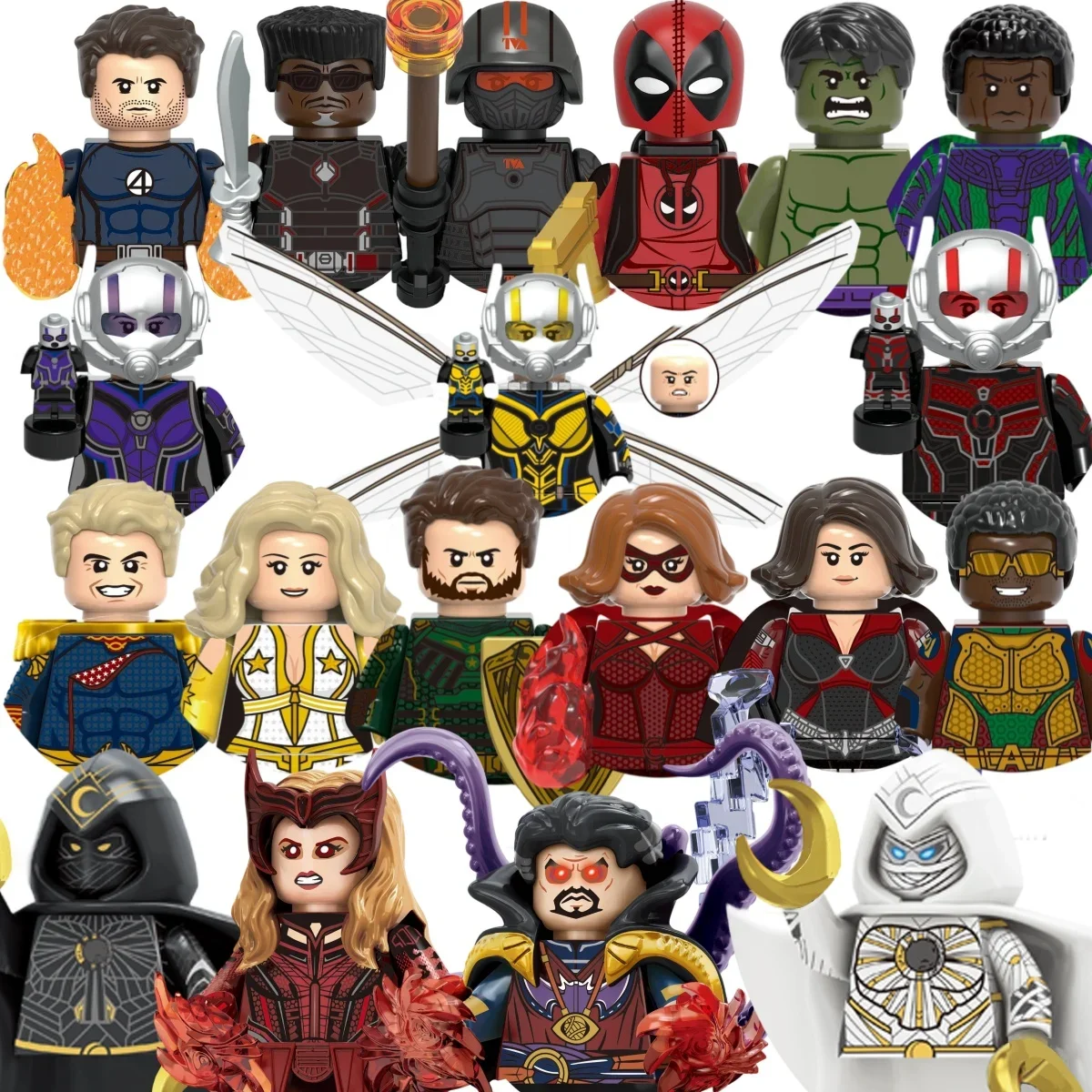 Juguetes coleccionables de moda, bloques de construcción Marvel, Deadpool, Moonlight Knight, mini bloques de juguete, regalo para fiestas, Deadpool, Ant-Man