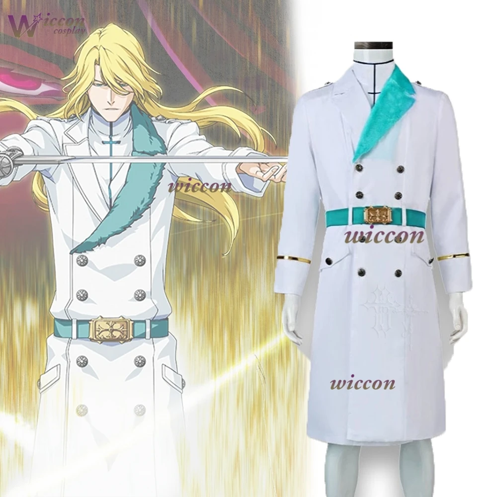Disfraz de Cosplay de Anime BH Jugramchwalth, Peluca de Stern Ritter, Uniforme Militar Blanco, Abrigo, Conjunto Completo, Traje de Carnaval para Hombre