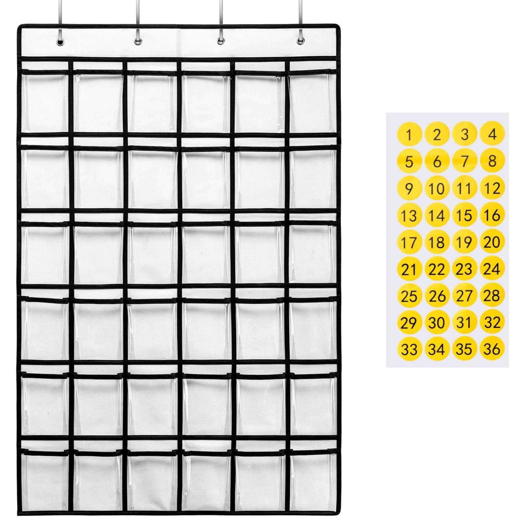 Grafico tascabile per aula con 36 tasche trasparenti per telefoni cellulari, organizer da appendere per supporto per calcolatrice