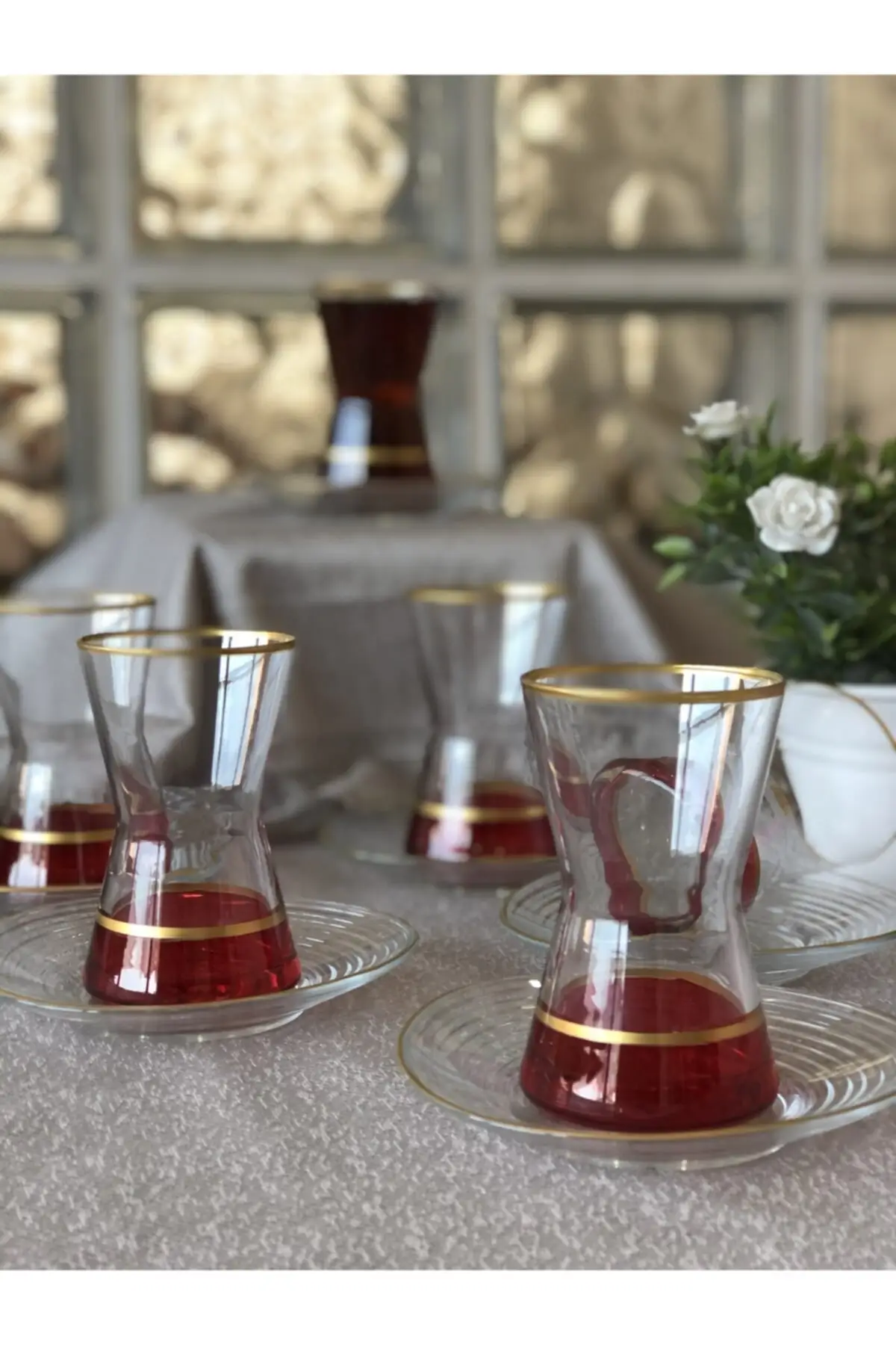 

12 piece red Tea Cup Cup set Turkish Tea Cup Cup Glass Cup Cup Glass