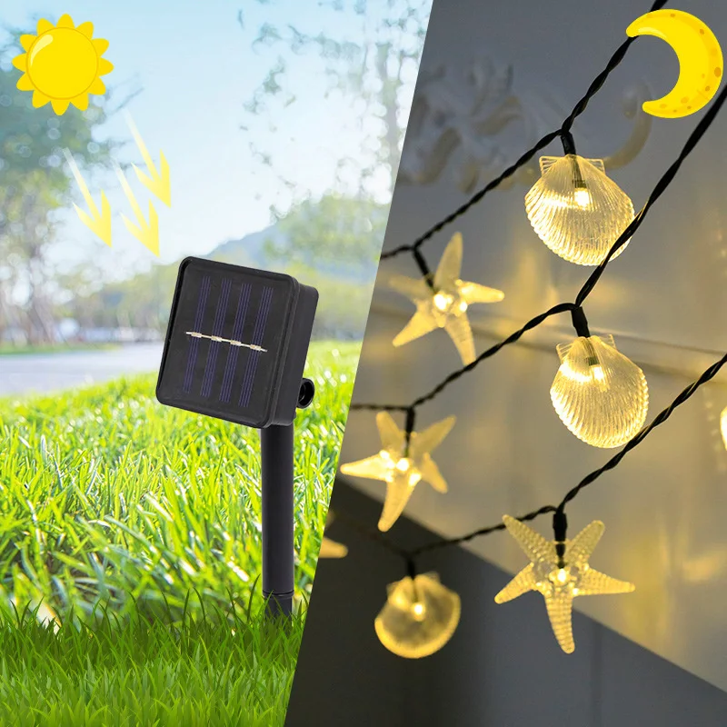 Y2K Solar String Lights Courtyard Christmas Decorations 2023 Acrylic Shell Led Lights Outdoor Waterproof Powered Patio Light 301