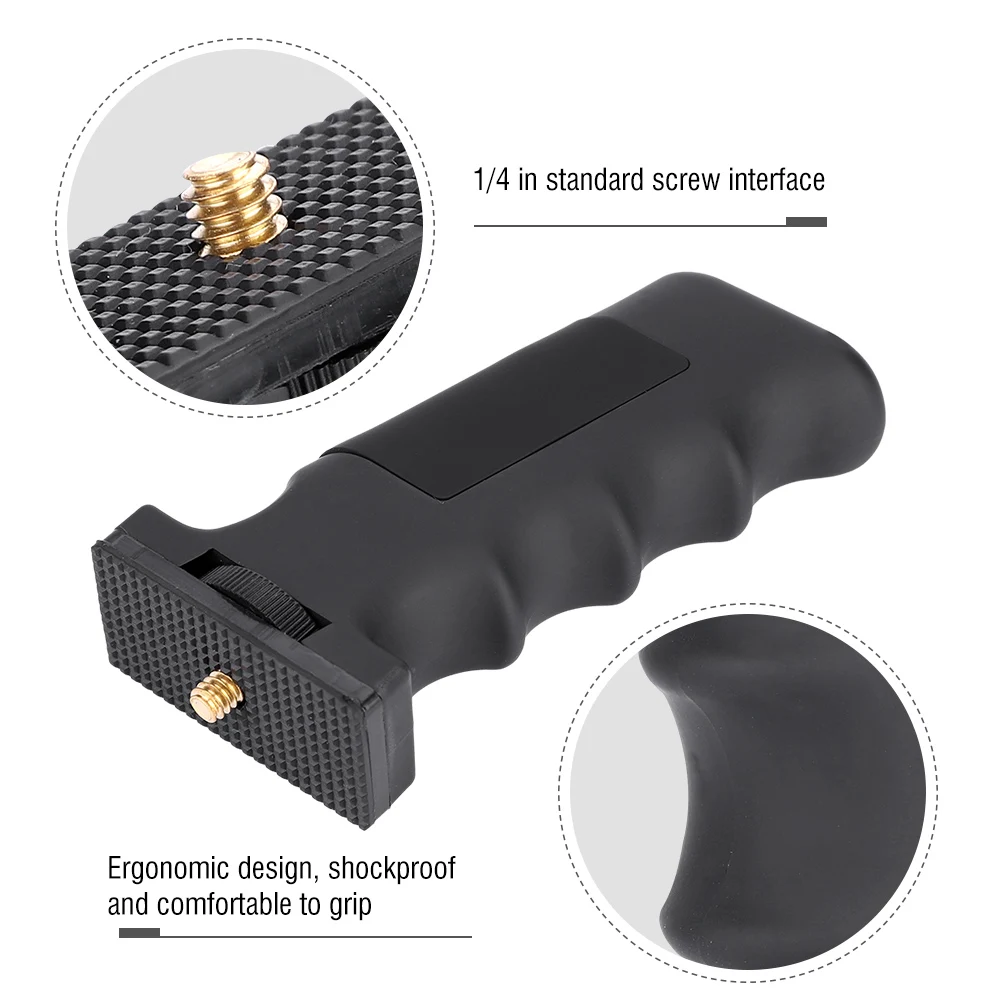 قبضة مقبض التصوير الفوتوغرافي لكاميرا DSLR ، مثبت محمول باليد ، مقبض بلاستيكي ، 1 في المسمار ، 4 في ، ضوء الفيديو ، العمل 3 ، العمل