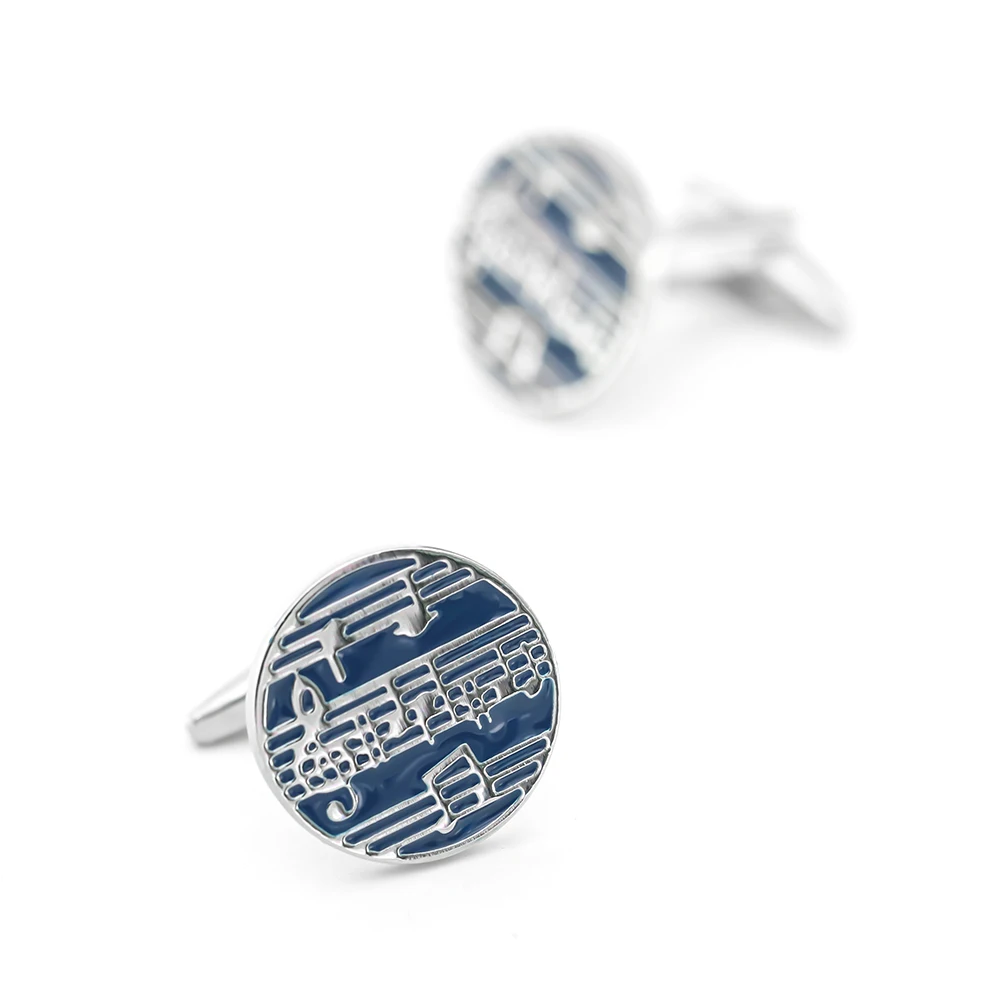 iGame Music Cuff Links Quality Brass Material Blue Color Music Score Design Cufflinks Wholesale & Retail