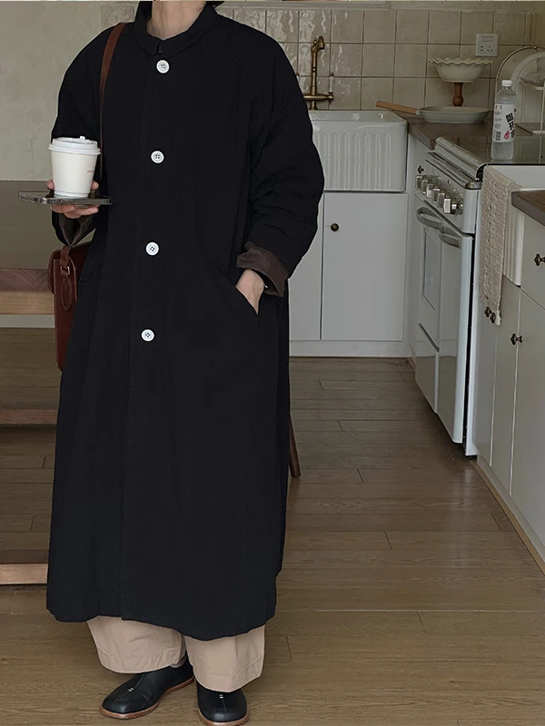 

High Densi Cotton Long Coat Jaet Two-In-One Inner Color Blo Cotton Outerwear Simple Commute Sle Long Sves