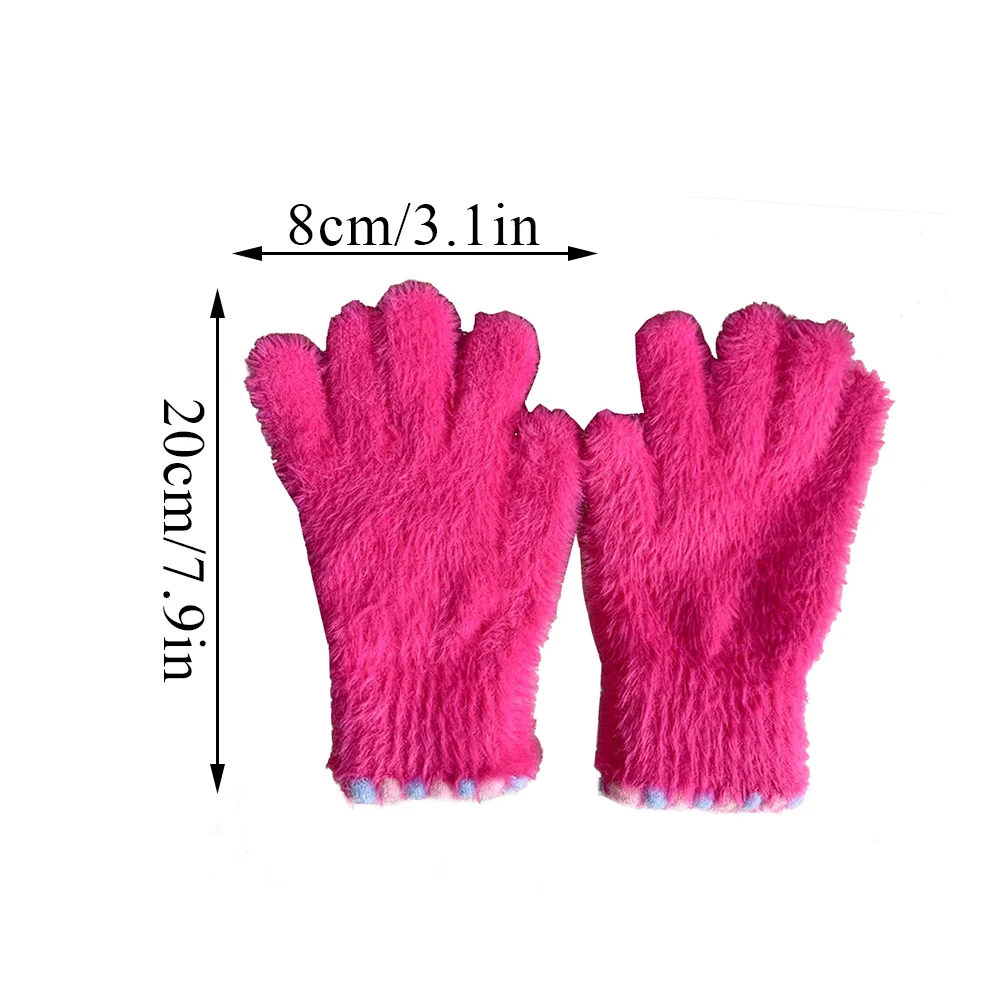 1 Pair Winter Mink Velvet Five Finger Gloves Plush Warm Cold-proof Gloves Women Outdoors Cycling Solid Color Mittens Guantes