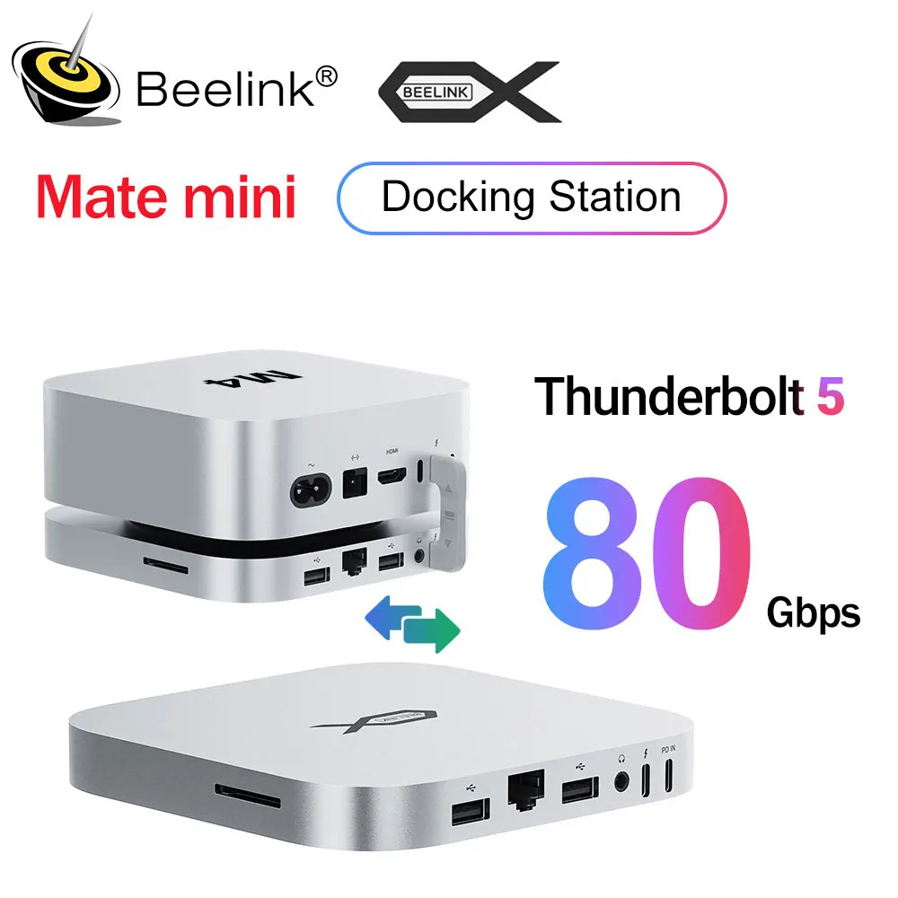 Мини-док-станция Beelink Mate Speed/Capacity Thunderbolt5 для Mac Mini M4 PC SER9 SER8 SER5 Настольный игровой компьютер EX Pro