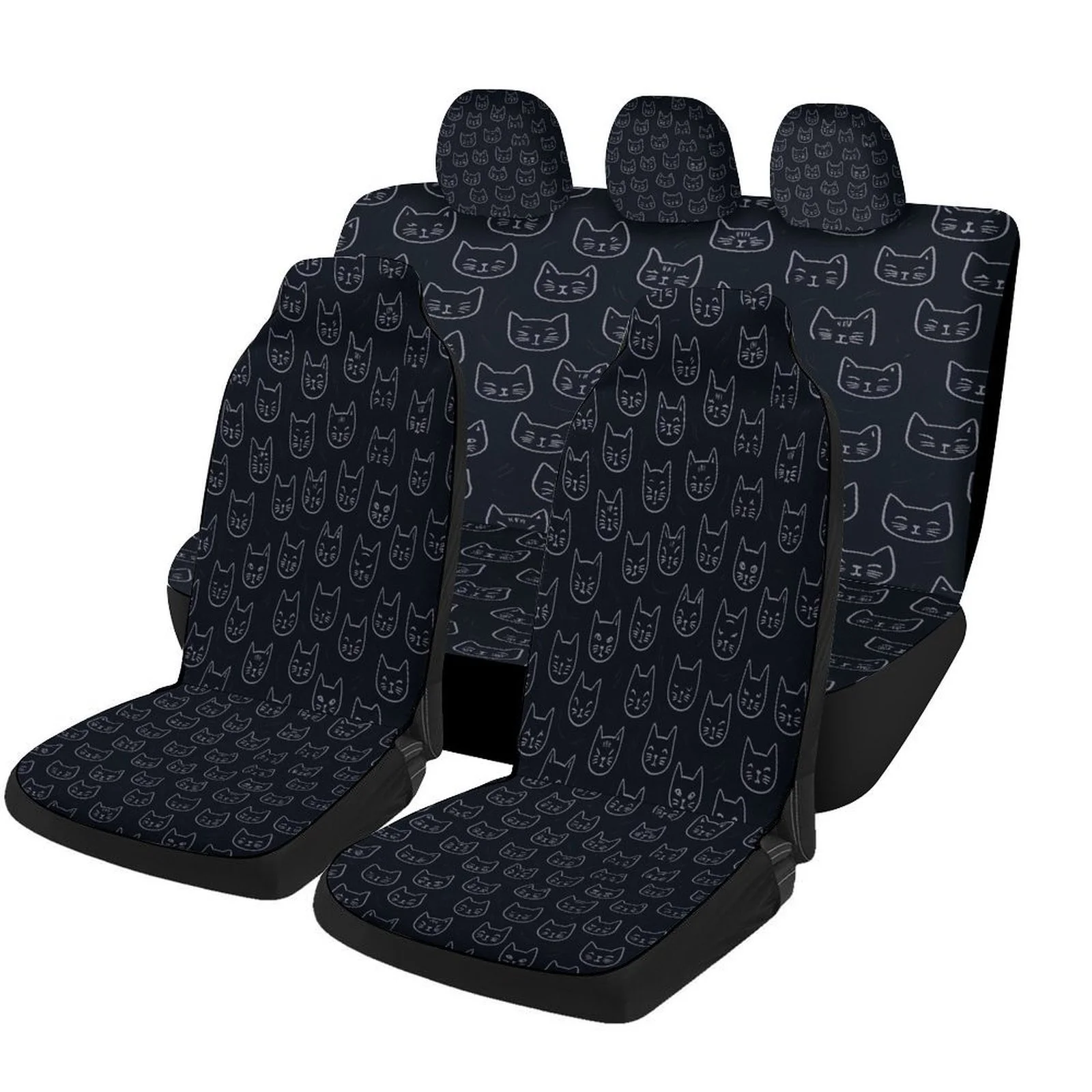 Juego de fundas para asientos de coche con diseño de gatos para la mayoría de los coches, fundas protectoras de asientos de coche modernas y de alta calidad, juego completo de fundas para asientos de coche.