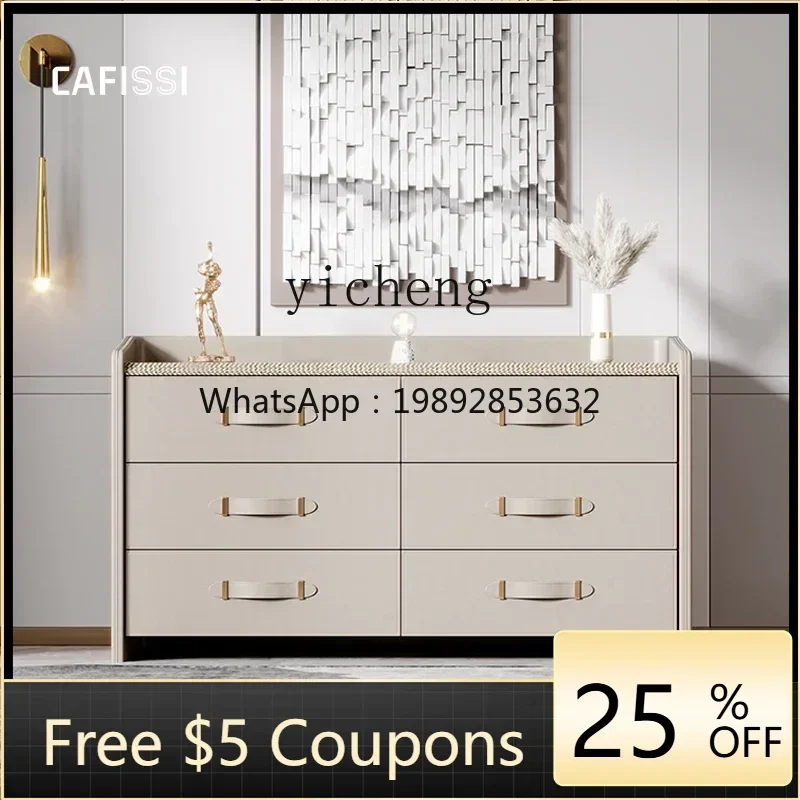 

ZZ Italian Style Light Luxury Locker Hong Kong Style Chest of Six Drawers Bedroom Simple Post-Modern TV Bench for Bedroom