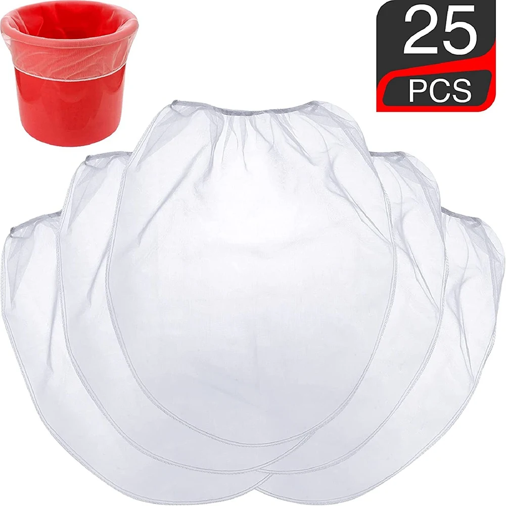 25 Pcs 5 Gallon Elastic Top Paint Strainer Bags White Fine Mesh Bag Paint Filter Bag for Hydroponics Painting Gardening