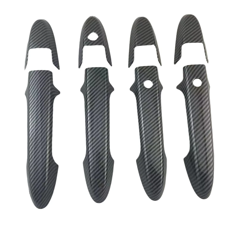 ملصقات السيارات الكروم الفضة ألياف الكربون غطاء مقبض الباب لهوندا سيتي 2014 2015 2016 2017 2018 2019 2020 #5