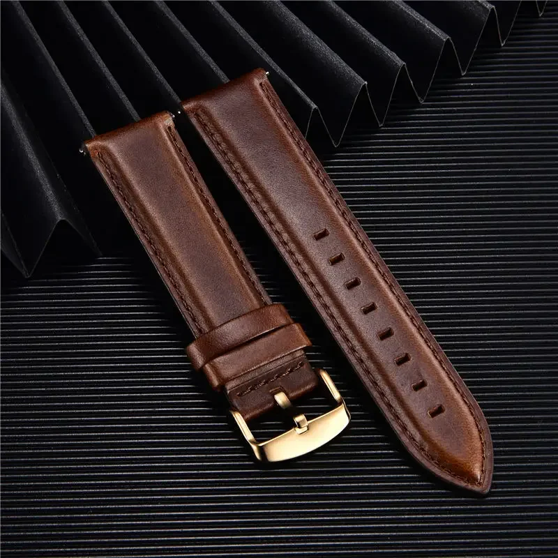 Quick Release Leather Smart Watch Strap 18mm 20mm 22mm Men\'s Business Wristband Bracelet