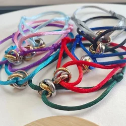 Ins Charm Bracelet For Women Men Simple Three Round Circle Metal Drop Rope Daily Wear Friemdship Love Adjustable Jewelry