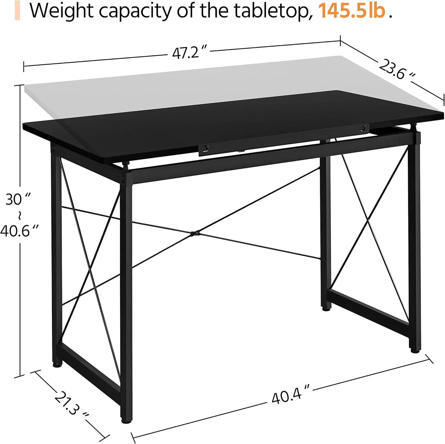 Yaheetech 47"x24"Drafting Table Drawing/Crafting Table/Desk Art Desk for Artists Tilting Tabletop Basic Painting Writing Station