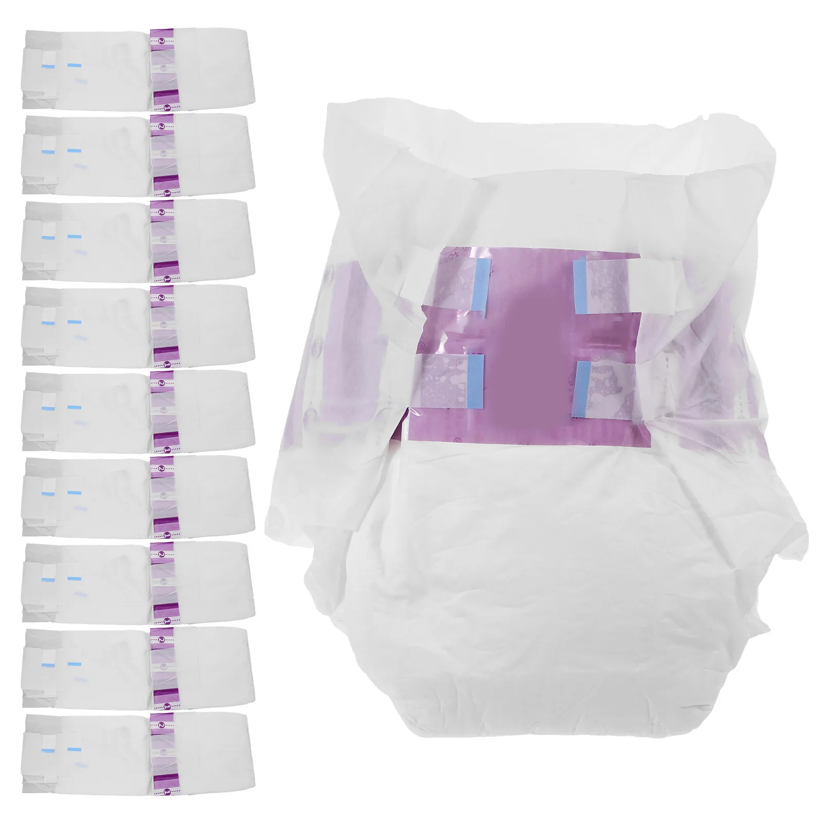 10Pcs Adult Diaper Soft Breathable Water Absorbing Protective Simple Adult Diaper for Prenatal Care Wheelchair Users Size L