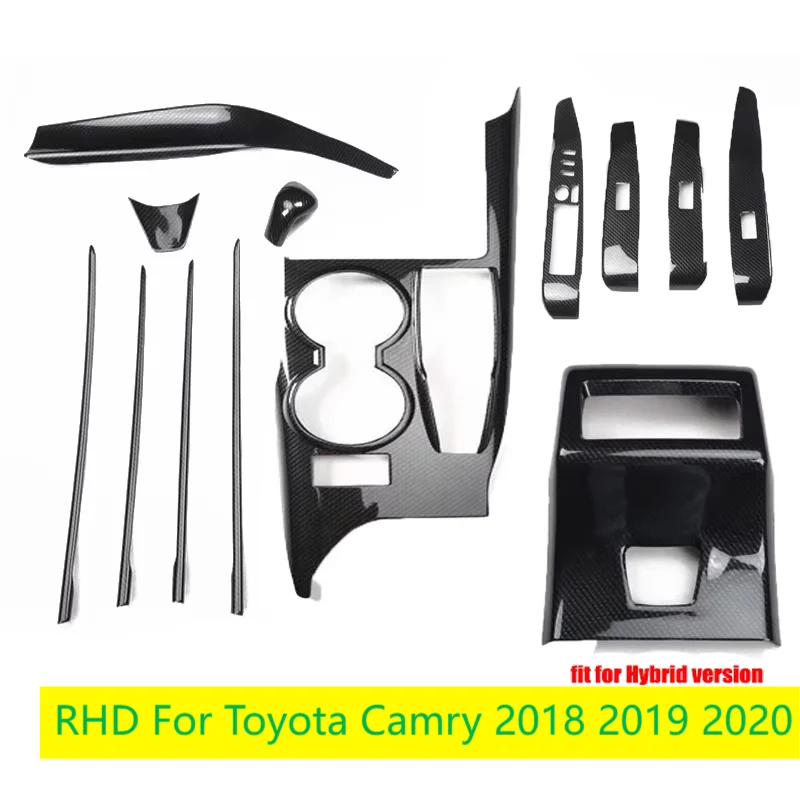 RHD For Toyota Camry 2018-2020 Car Interior ABS carbonfiber Decoration Sticker Center Console Gear Shift Box Panel Cover Trim