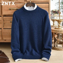 ZNTX-suéter grueso de cachemira pura para hombre, Jersey de punto con cuello redondo y hombro, cálido e informal, moda juvenil, Invierno