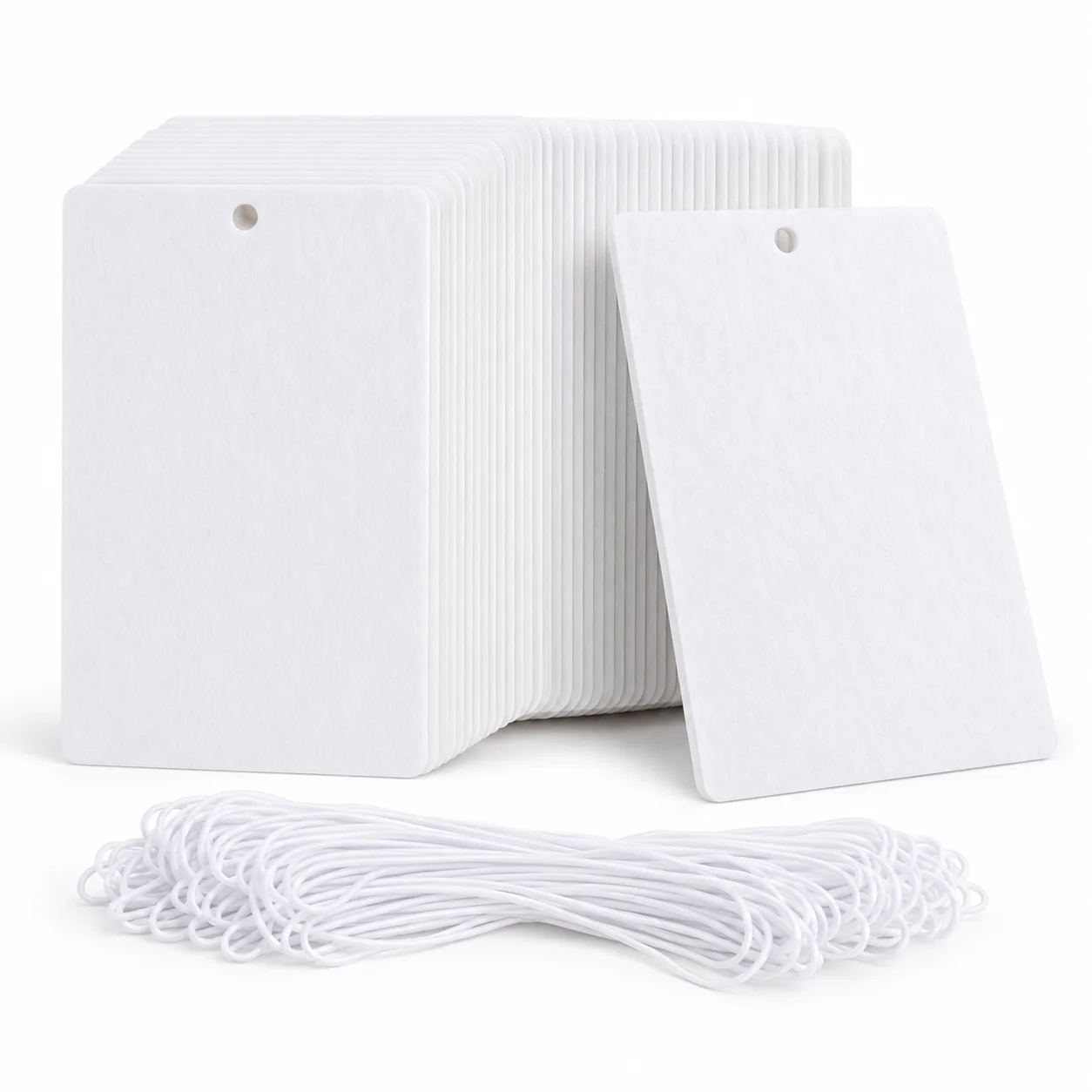 50 Pack Sublimation Air Freshener Blanks with Elastic Cords, DIY Felt Scent Diffuser Sheets for Car and Home