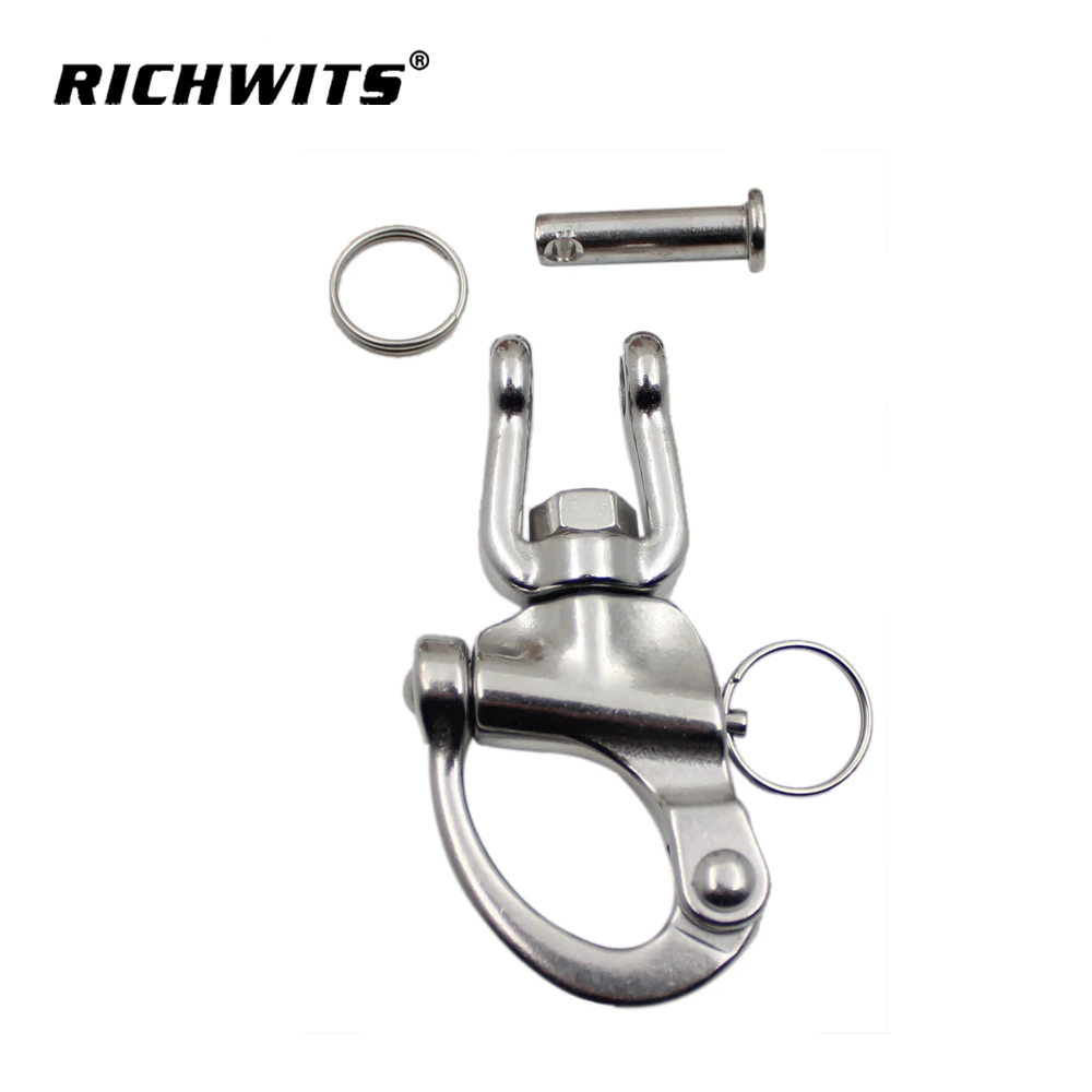 87MM Rigging Hardware Snap Shackle Stainless Steel 304 Hand Shackle Eye&Jaw Swivel Snap Shackle