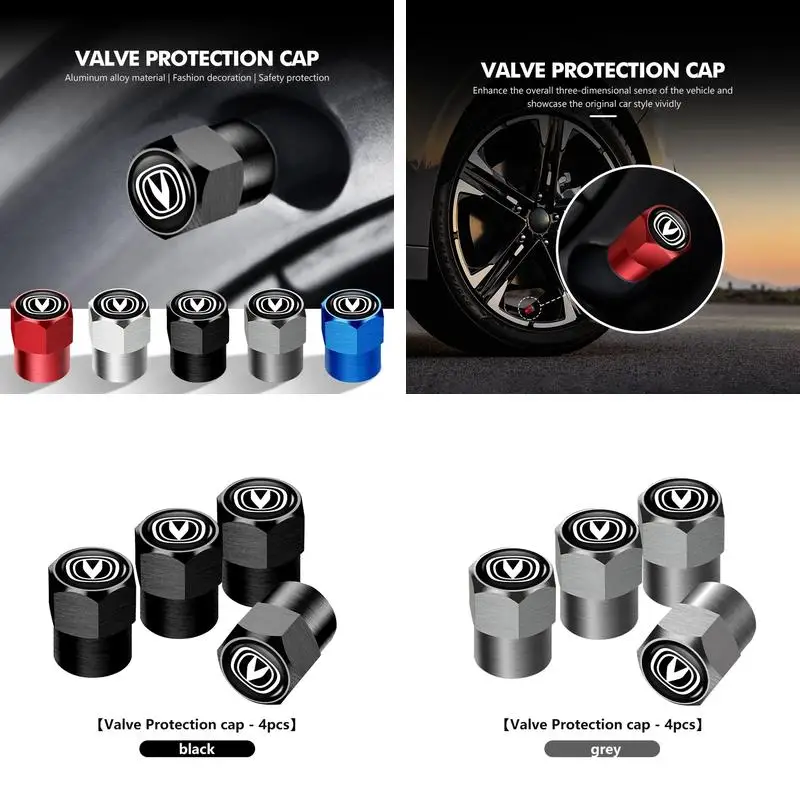 4Pcs Metallic Auto Tyre Valve Stem Dust Cap Wheel Air Cover Accessories Compatible with Changan UNI-T/EADO/CS85/CS15/Star