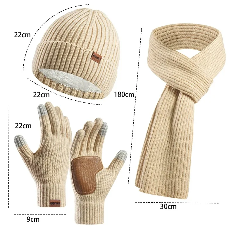 Set da 3 pezzi per cappello, sciarpa e guanti invernali in maglia nuova da 3 pezzi per set da 3 pezzi per sciarpa calda e resistente al freddo da donna