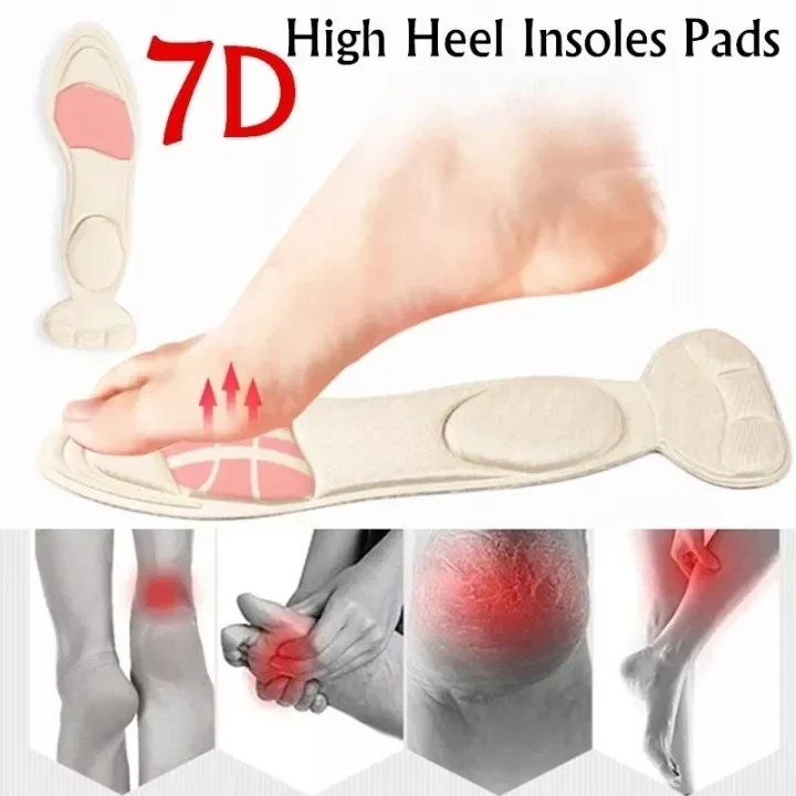 2pcs Women High-heel Shoes Insoles 7D Memory Foam Insole Anti-slip Cutable Insole Comfort Breathable Foot Care Massage Shoe Pads