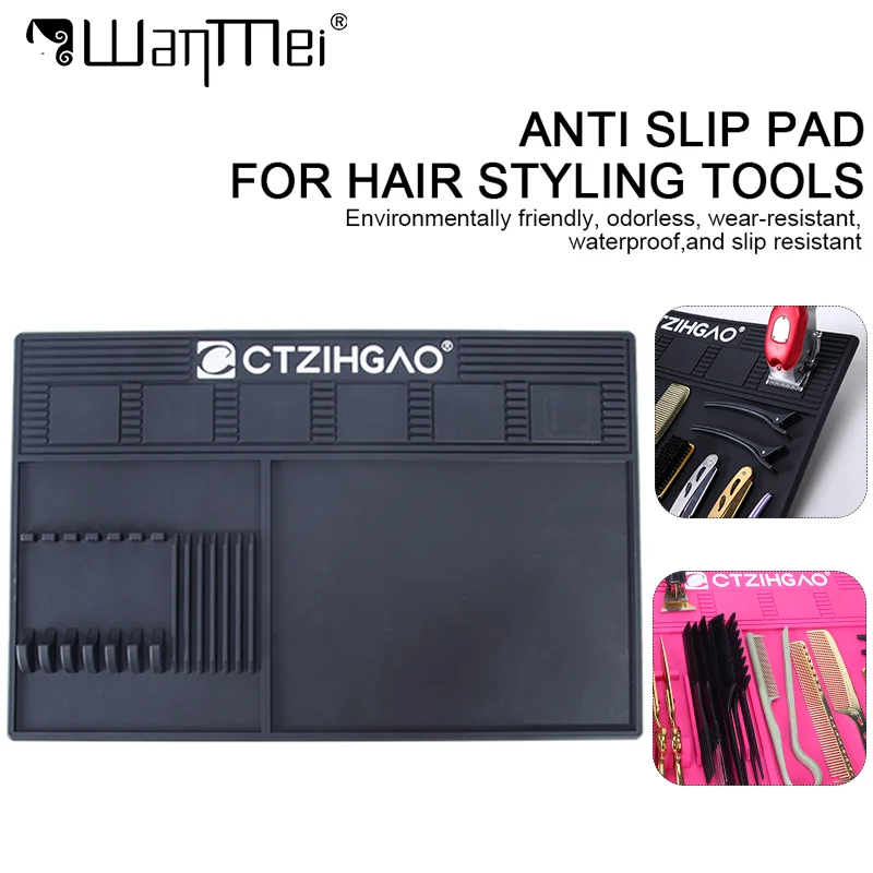 

1pc Barbershop Storage Pad Heat Resistant Magnetic Barber Tray Silicone Organizer with Scissors Clipper Storage Slot for Salon