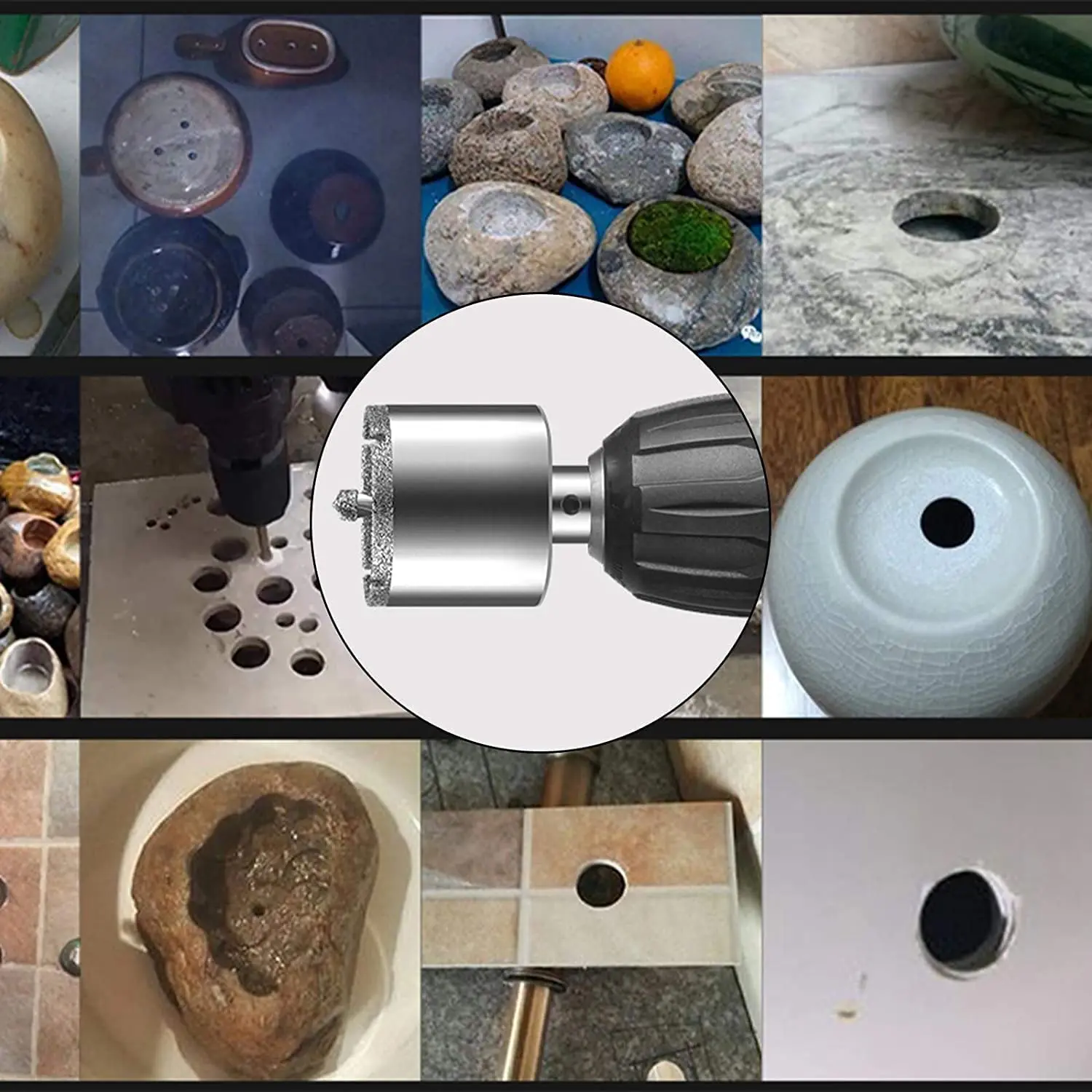 9 قطعة الماس الأساسية مجموعة لقمة مثقاب هول المنشار عدة مع حافظة للجرانيت بلاط الرخام السيراميك حجر الزجاج الماس هول المنشار عدة