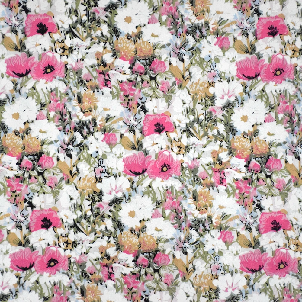 100% Cotton Poplin Fabric With Flower Print Handmade DIY Bag Garment for Dress Sewing Cloth