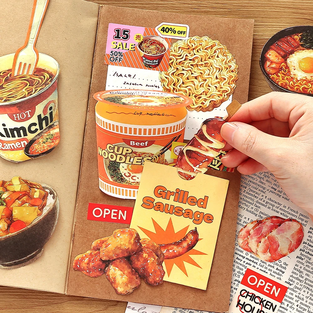 

20sheets Kawaii Ins Dessert Lunch Fruit Can Stickers Material Pack DIY Scrapbook Handmade Fun Aesthetic Decoration