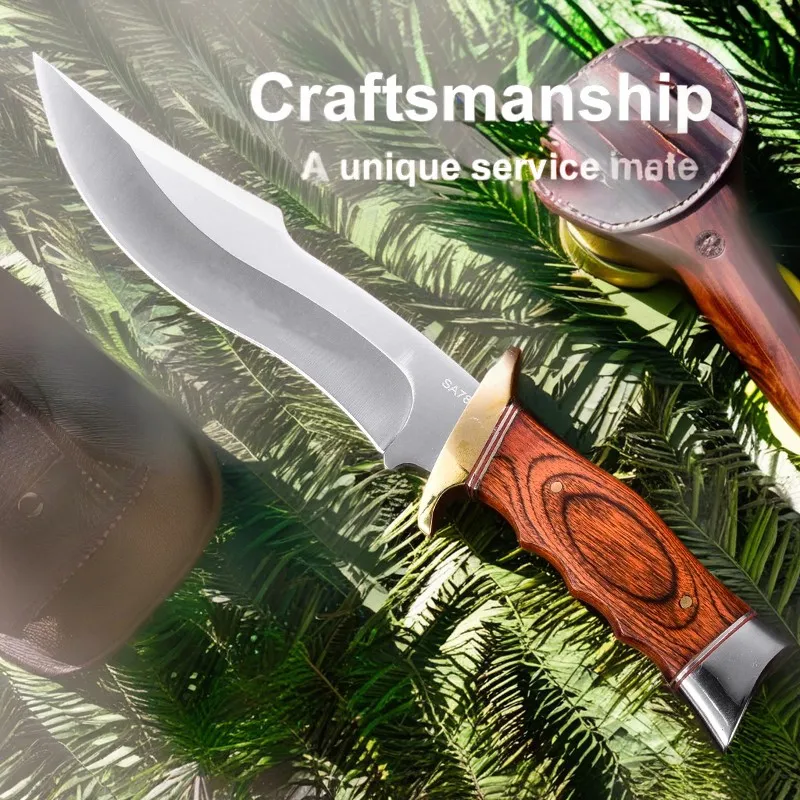 10.4 Inch Stainless Steel Outdoor Survival Knife Portable Camping Knife Military Tactical Knife For Self Defense Hiking Kicthen