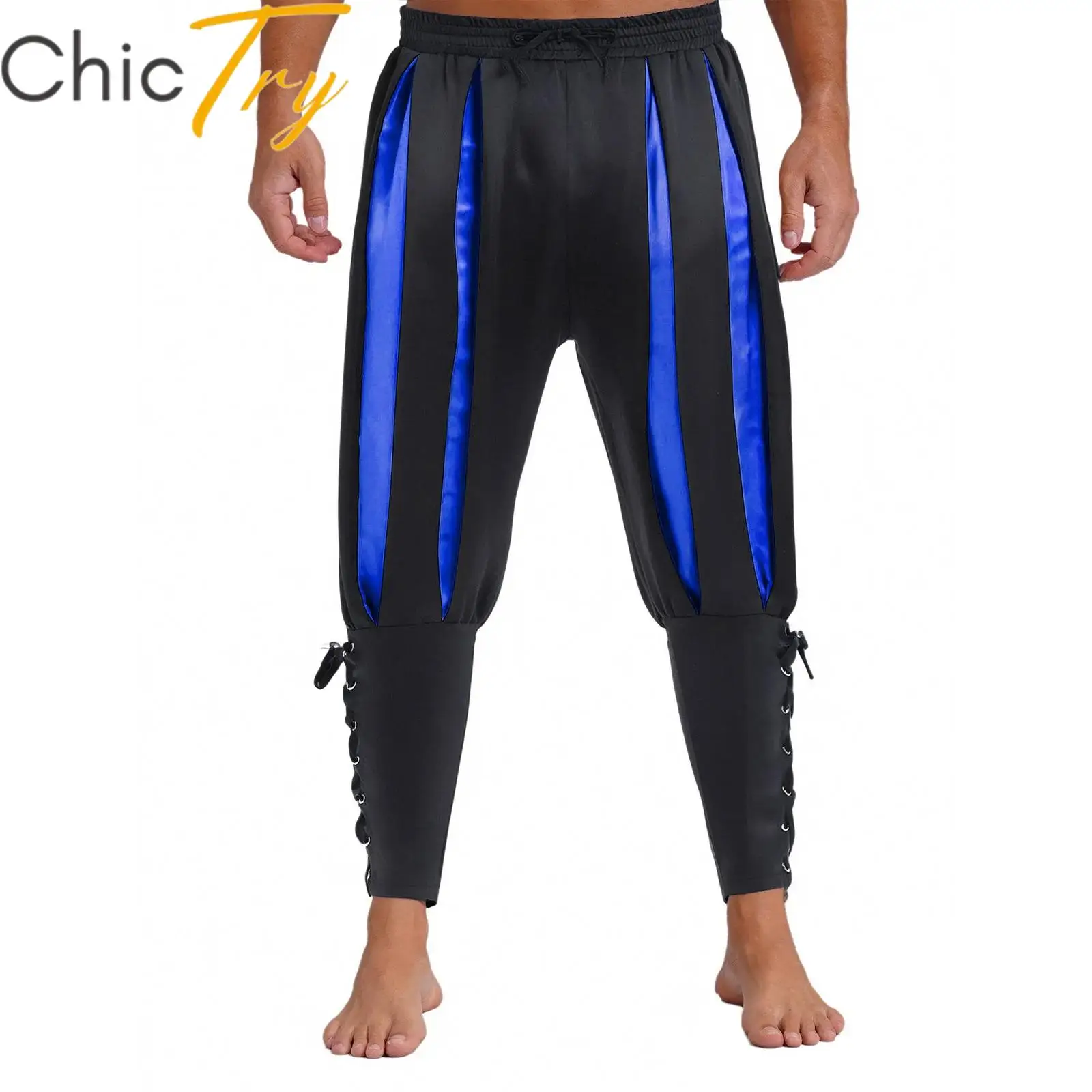 

Mens Viking Navigator Pirate Cosplay Costume Harem Pants Halloween Ankle Banded Trousers Renaissance Carnival Roleplay Dress Up