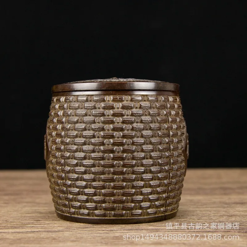 Pure Fuman Fu Character Dragon Pattern Cang Ornament Office Living Room Shop Study Desktop Copper Decoration