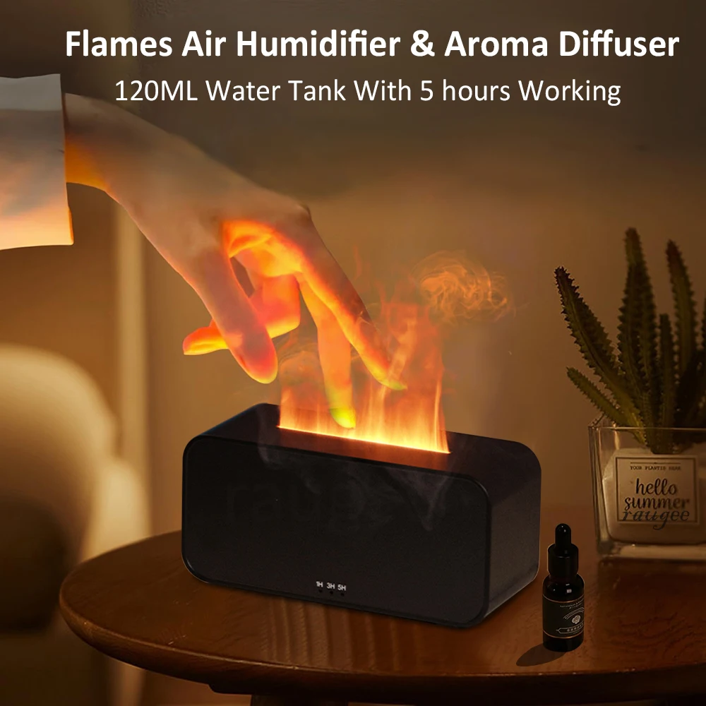 Air Aroma Humidifier Diffuser Flame Essential Oils Humidifiers Mini Automatic Fragrance Diffuser Home Humidifier With LED Light
