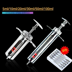 Animal Syringe for Pig Cattle Sheep Injector Vet Tools Farm Supplies Reusable Veterinary Stainless Steel Syringe Hypodermic