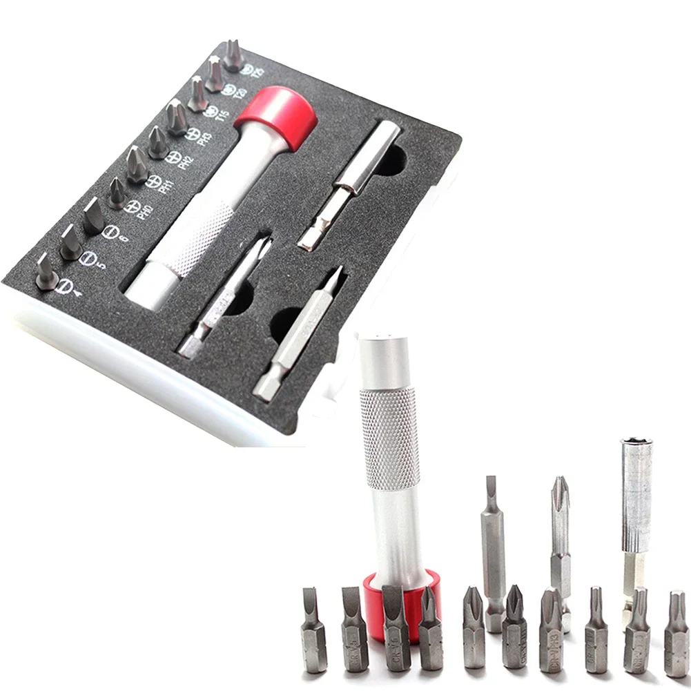 Professional grade Tool 14pcs Set of Aluminum Screwdriver Handles Bit Conversion Tools Manual Drilling Repair Set